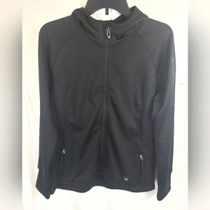 Spider Black Long Sleeve Full Zip Hooded Jacket Sz L